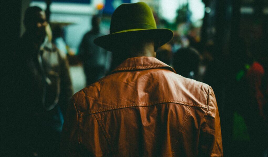 black and brown leather jacket