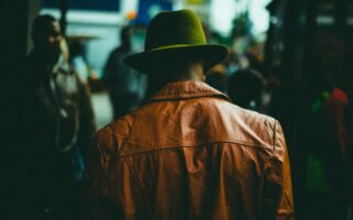 black and brown leather jacket