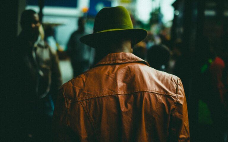 black and brown leather jacket