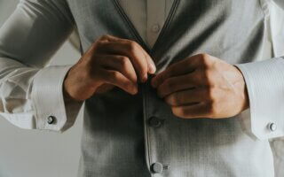 men's gray formal suit jacket